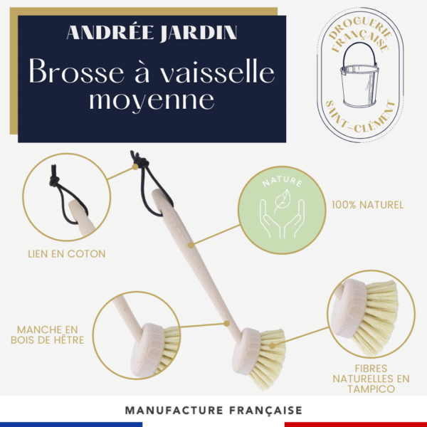 Brosse à vaisselle naturelle Moyenne ANDRÉE JARDIN – Image 3