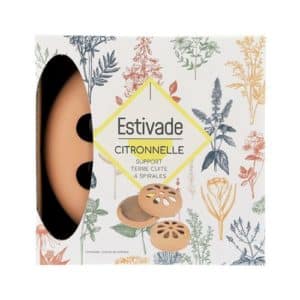 Support terre cuite + 4 spirales Citronnelle ESTIVADE