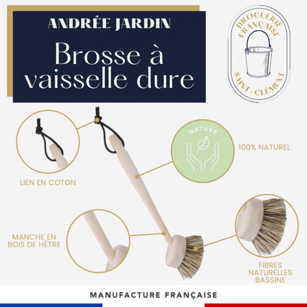 Brosse à vaisselle naturelle Dure ANDRÉE JARDIN – Image 3