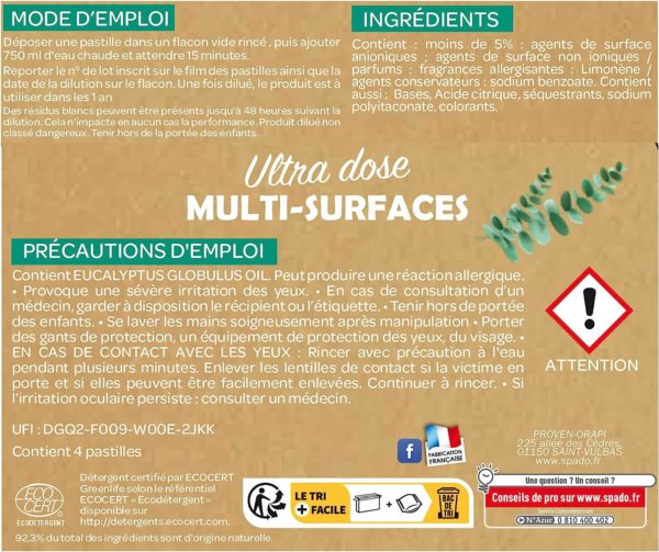 Pastilles Multi-surfaces Ultra dose Ecocert X4 SPADO – Image 4