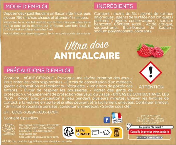 Pastilles Anti-calcaire Ultra dose Ecocert X8 SPADO – Image 4
