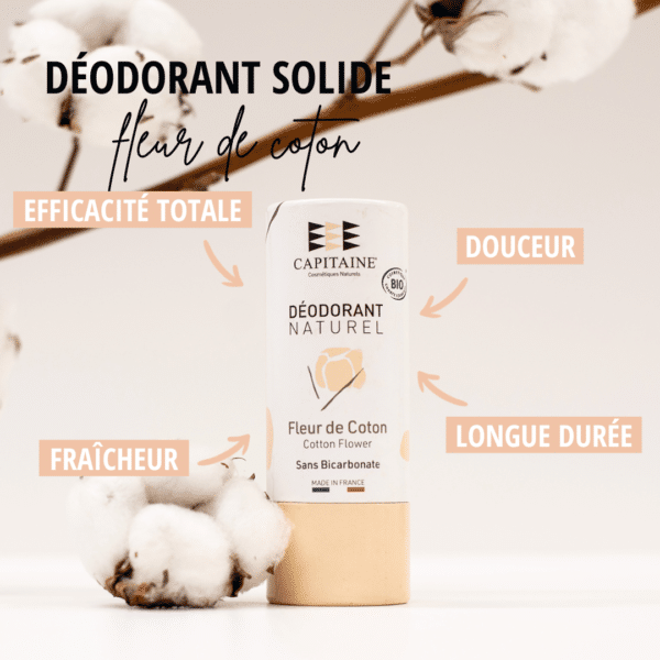 Déodorant solide naturel - Fleur de coton 60g CAPITAINE – Image 2