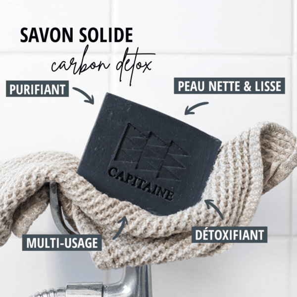 Savon surgras purifiant au charbon actif - Carbon detox 100g CAPITAINE – Image 2