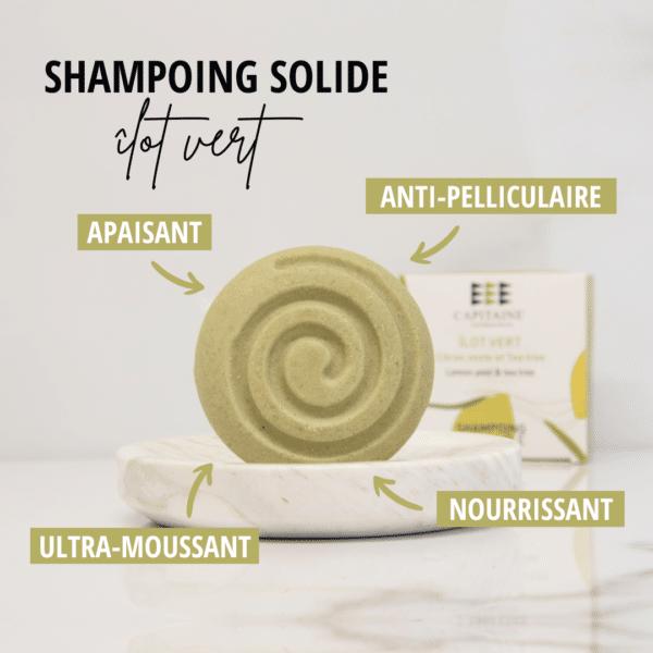 Shampoing solide - Antipelliculaire & apaisant - Ilot Vert 85g CAPITAINE – Image 2