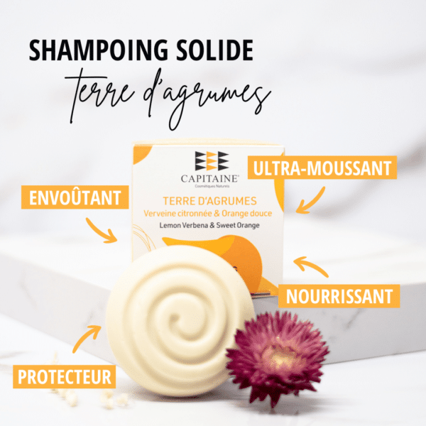Shampoing solide - Cheveux normaux - Terre d'agrumes 85g CAPITAINE – Image 2