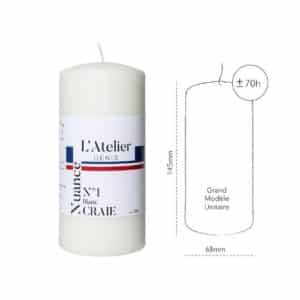 Bougie cylindrique H.14,5cm Blanc craie ATELIER DENIS