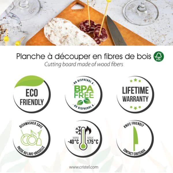 Planche apéro en fibre de bois 34x19cm - Noir CRISTEL – Image 3
