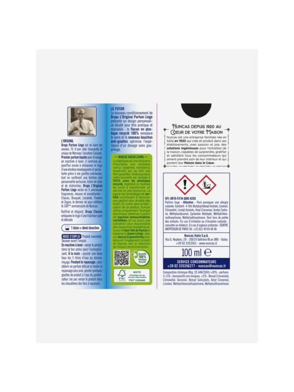 Parfum pour linge Drops Classic 100ml NUNCAS – Image 2