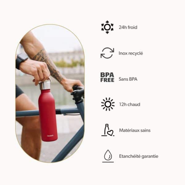 Bouteille isotherme Active 1L - Inox brossé QWETCH – Image 4