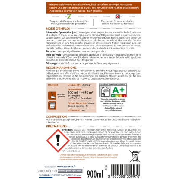 Rénovateur Parquets mats 900ml STARWAX – Image 2