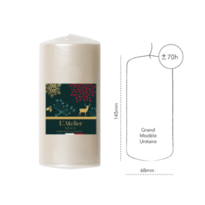 Bougie cylindrique H.14,5cm Blanc nacré ATELIER DENIS