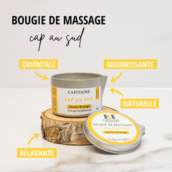 Bougie de massage relaxante - Orange & Santal 35g CAPITAINE – Image 2