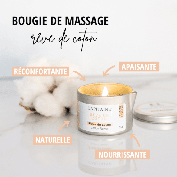 Bougie de massage apaisante - Fleur de coton 35g CAPITAINE – Image 2