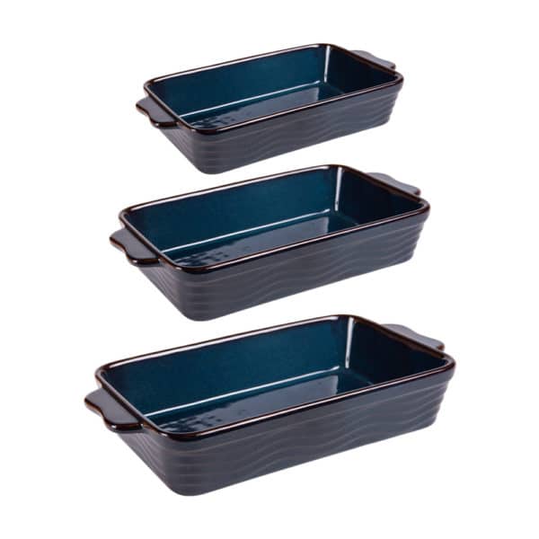 Lot de 3 plats à four Vague - Bleu  TABLE PASSION – Image 2