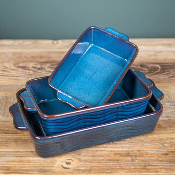 Lot de 3 plats à four Vague - Bleu  TABLE PASSION – Image 3