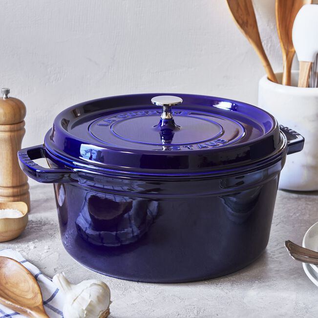 Cocotte en fonte ronde 24cm - Bleu intense STAUB – Image 5