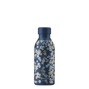 Bouteille isotherme Icon 500ml QWETCH - Flowers - Bleu nuit
