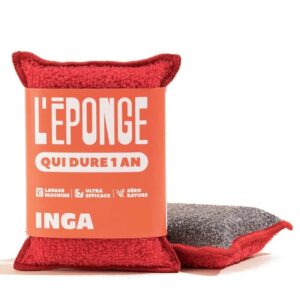 Éponge lavable grattante INGA - Rouge