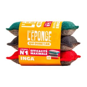 Éponges lavables grattantes X3 INGA